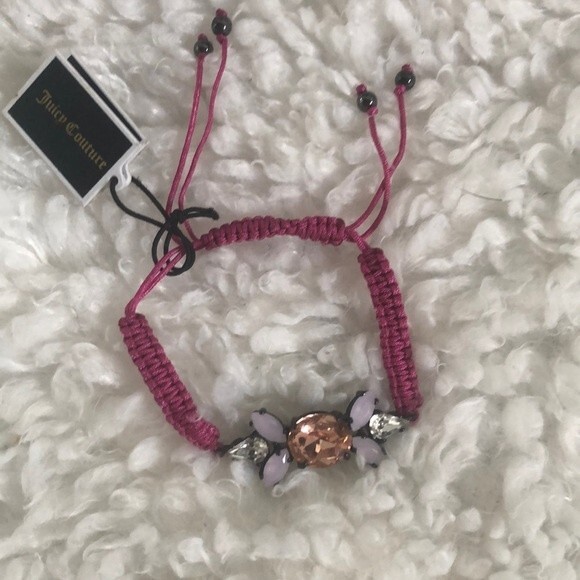 Juicy Couture NWT Jeweled Macrame Crochet Corded Friendship Bracelet Authentic - Picture 1 of 2